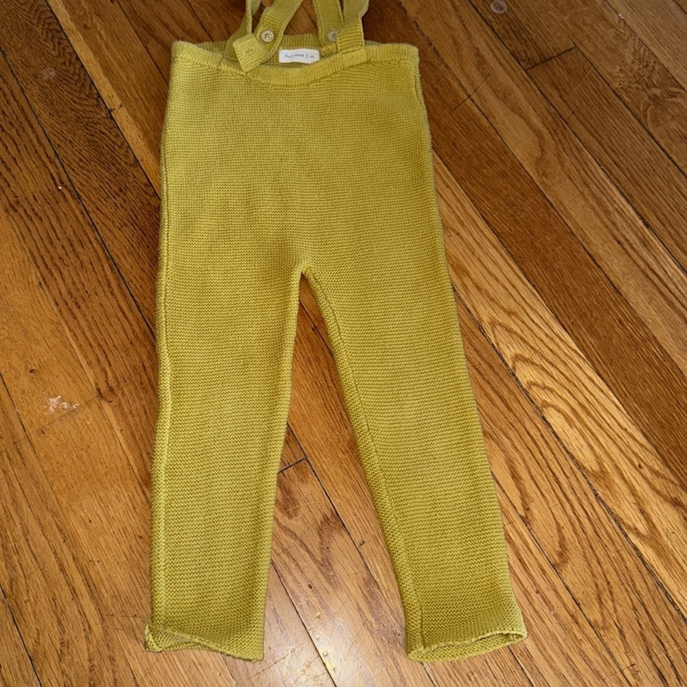 Fin & Vince cotton kimono knit mustard cardigan and overalls matching set 2/3T - Picture 6 of 11